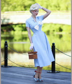 Heart My Closet Light Blue Marilyn Swing Dress - Unique Vintage - Womens, DRESSES, SWING
