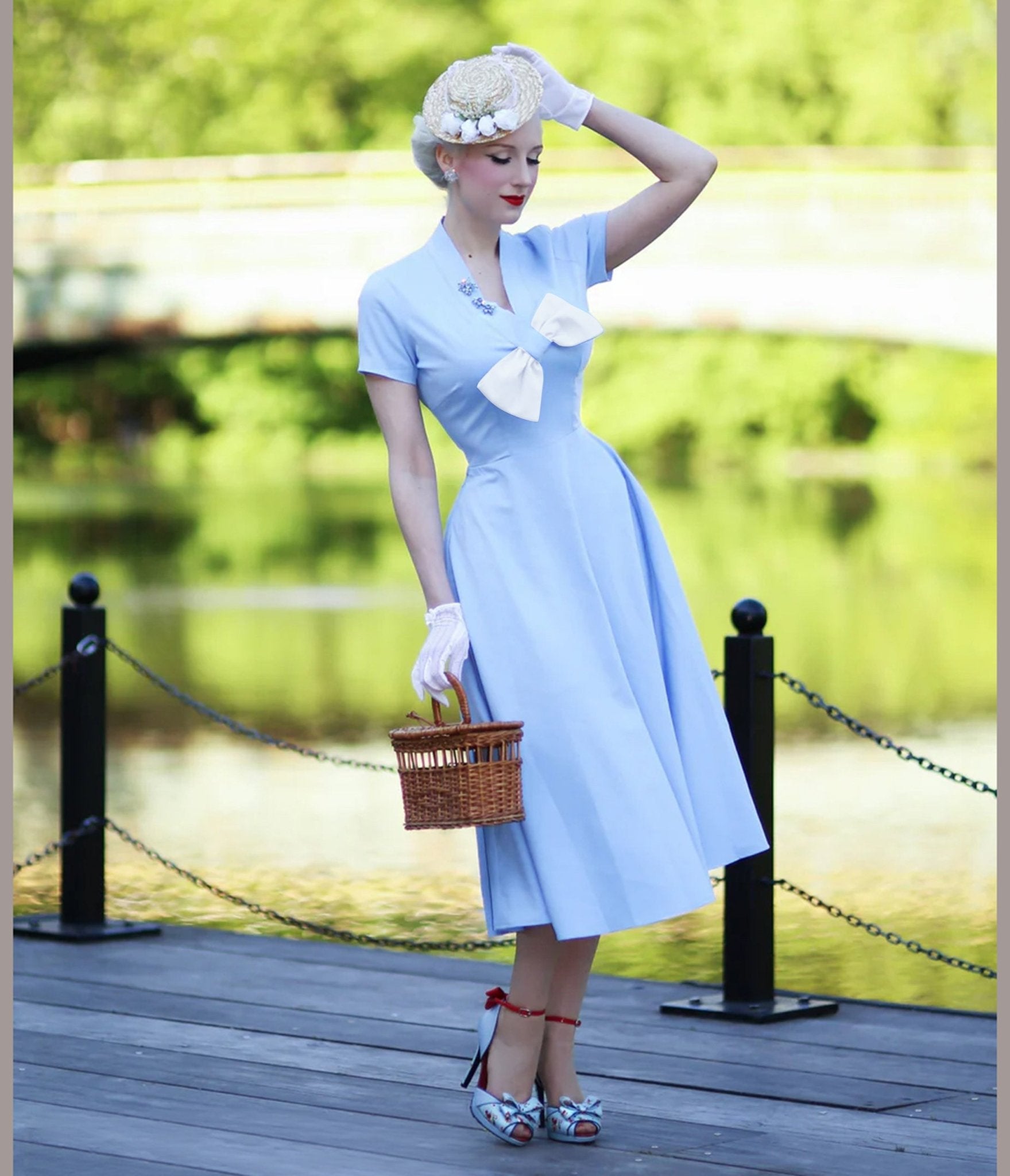Heart My Closet Light Blue Marilyn Swing Dress - Unique Vintage - Womens, DRESSES, SWING