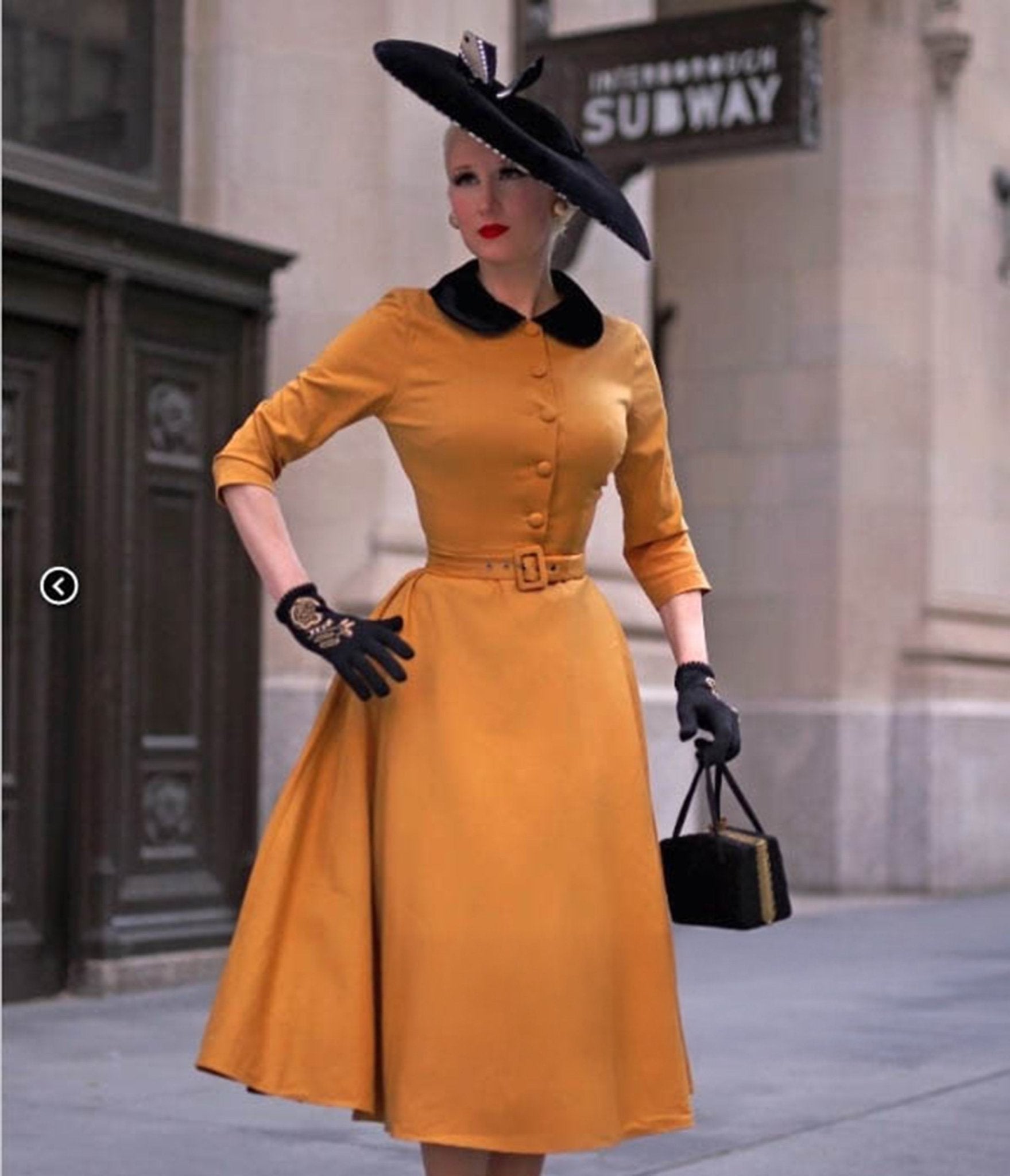 Heart My Closet Mustard Stella Swing Dress - Unique Vintage - Womens, DRESSES, SWING