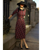 Heart My Closet Red Plaid Stella Swing Dress - Unique Vintage - Swing Dresses