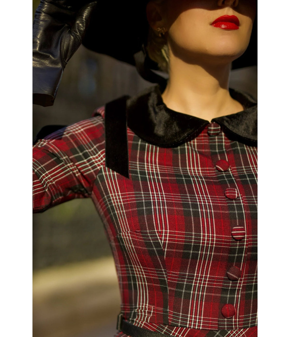 Heart My Closet Red Plaid Stella Swing Dress - Unique Vintage - Swing Dresses
