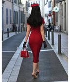 Heart My Closet Red Rita Pencil Dress - Unique Vintage - Womens, DRESSES, WIGGLE