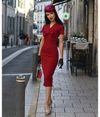 Heart My Closet Red Rita Pencil Dress - Unique Vintage - Womens, DRESSES, WIGGLE
