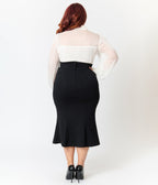 Heart of Haute Plus Size Black Diva Pencil Skirt - Unique Vintage - Womens, BOTTOMS, SKIRTS