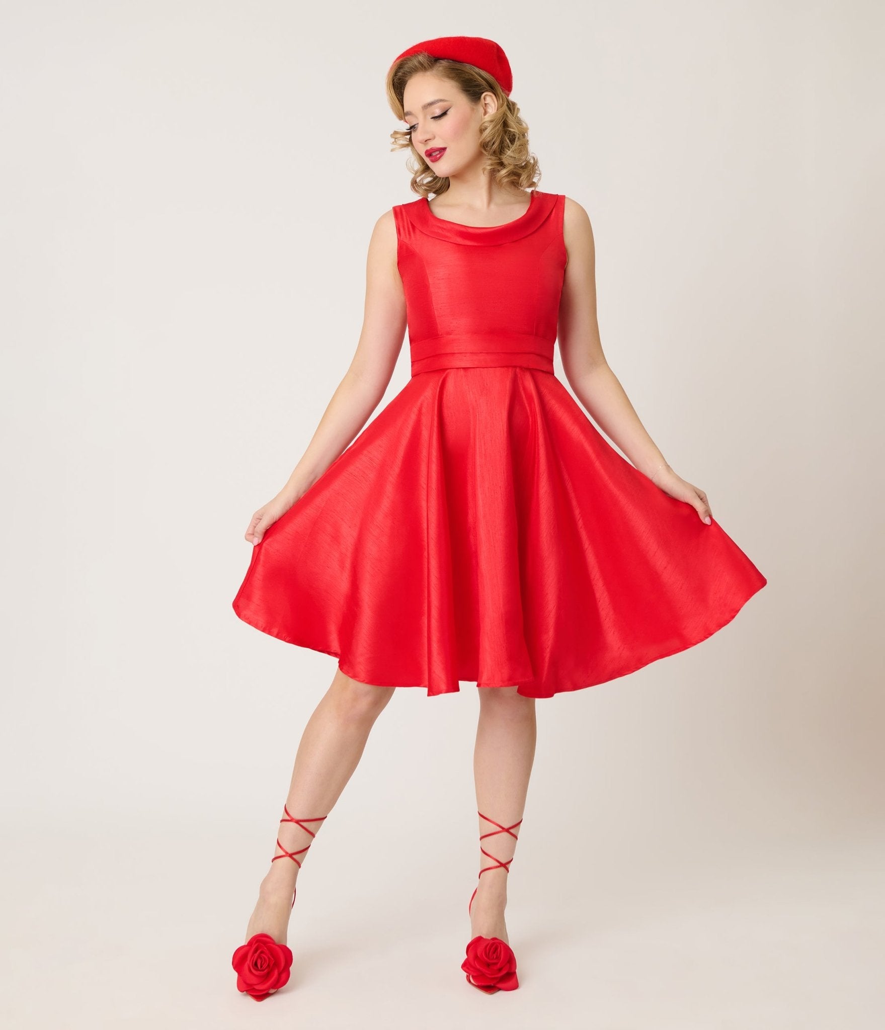 Heart of Haute Red Suzette Swing Dress - Unique Vintage - Womens, DRESSES, SWING