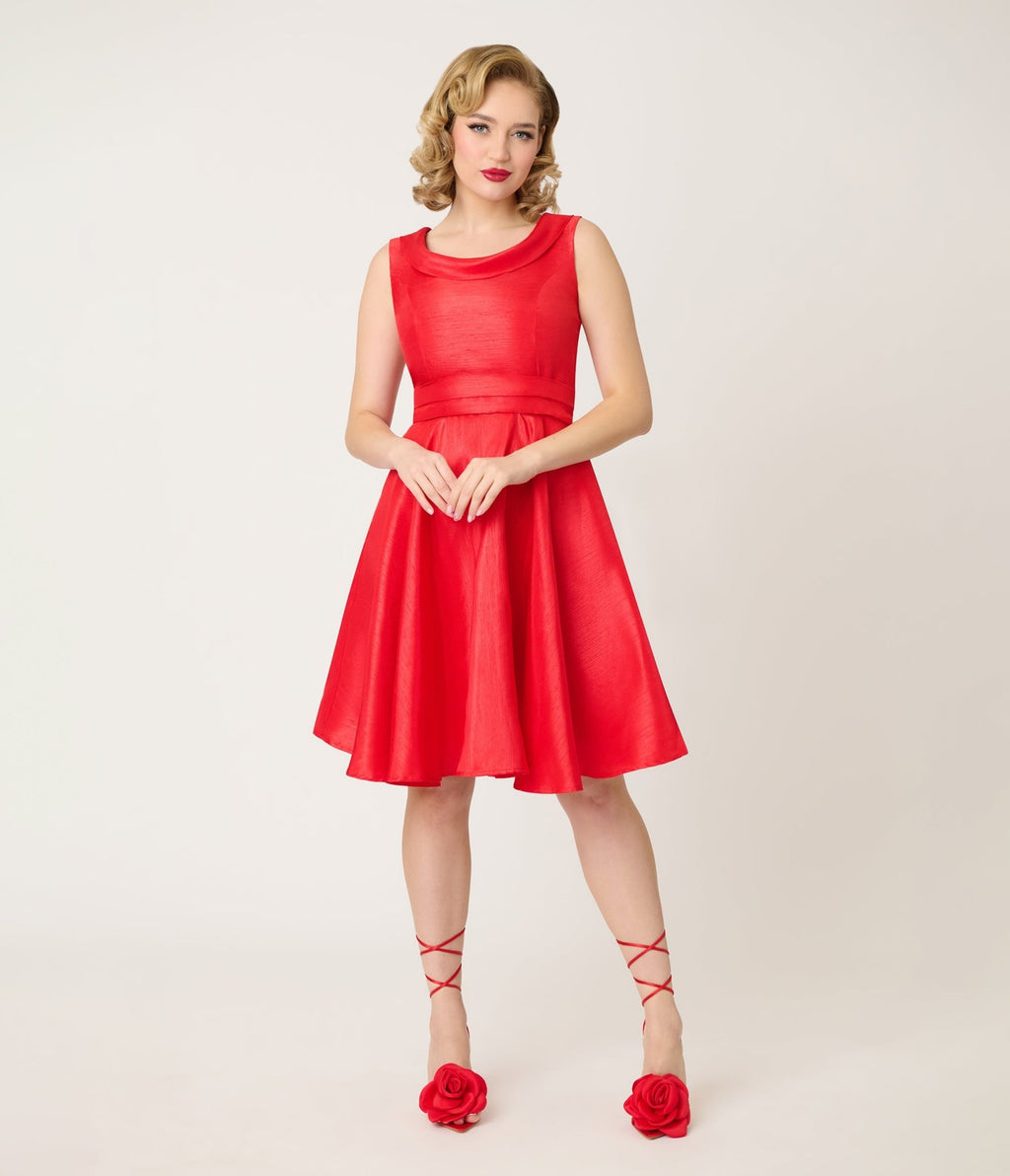 Heart of Haute Red Suzette Swing Dress - Unique Vintage - Womens, DRESSES, SWING