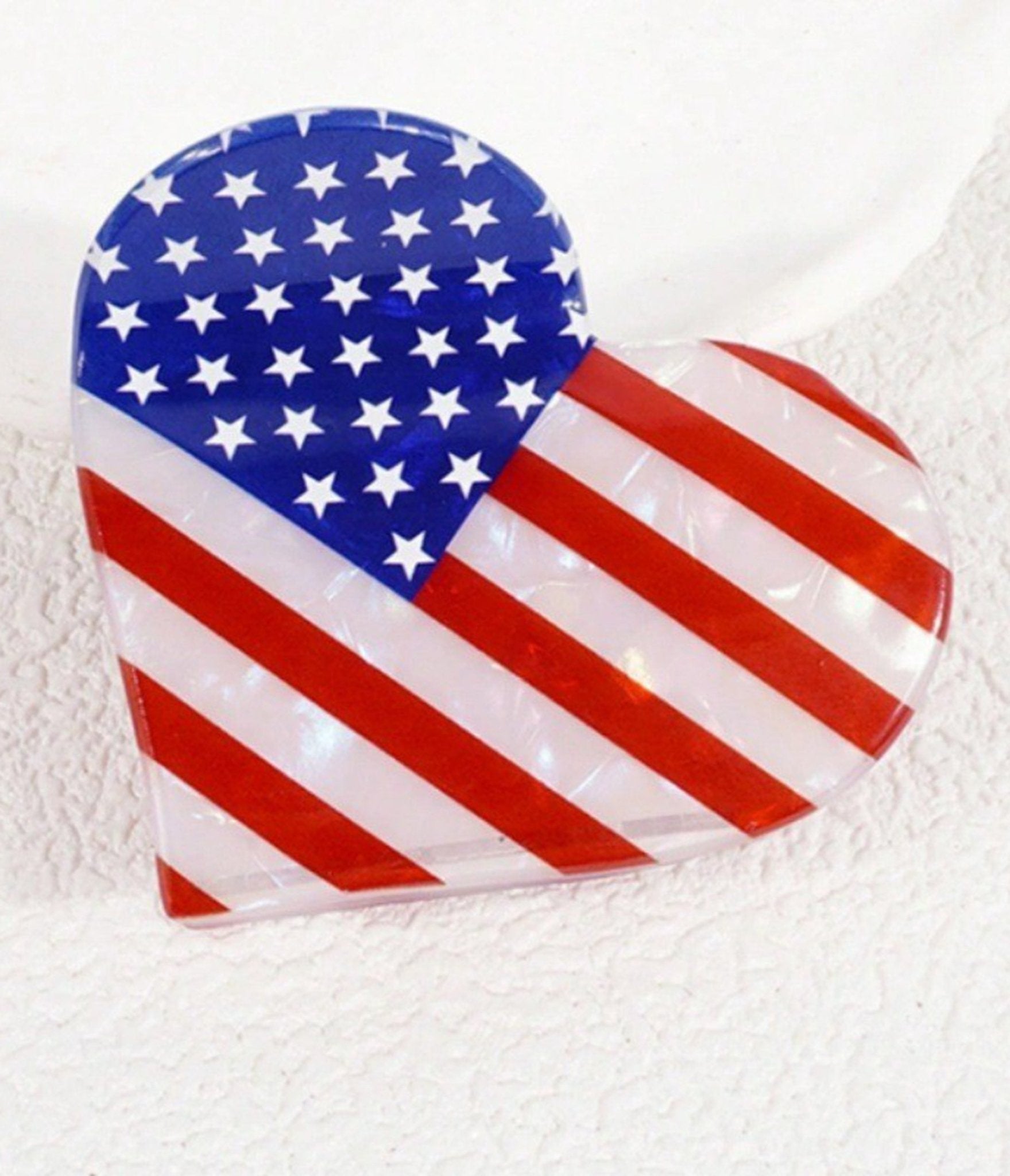 Heart Shape American Flag Hair Claw Clip - Unique Vintage - Womens, ACCESSORIES, HAIR