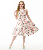 Hearts & Roses Pink Floral Aurora Cotton Swing Dress - Unique Vintage - Womens, DRESSES, SWING