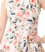 Hearts & Roses Pink Floral Aurora Cotton Swing Dress - Unique Vintage - Womens, DRESSES, SWING
