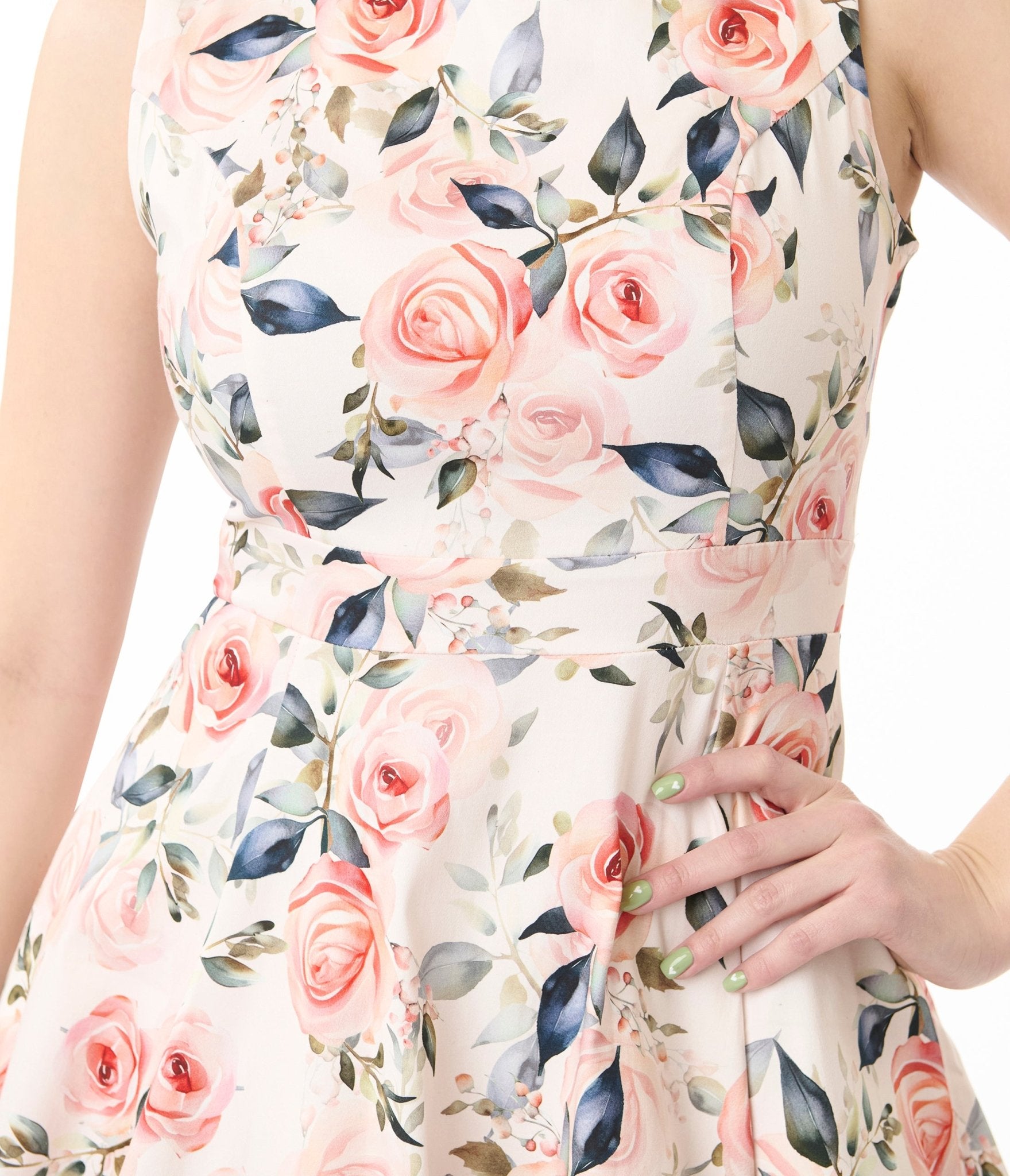 Hearts & Roses Pink Floral Aurora Cotton Swing Dress - Unique Vintage - Womens, DRESSES, SWING