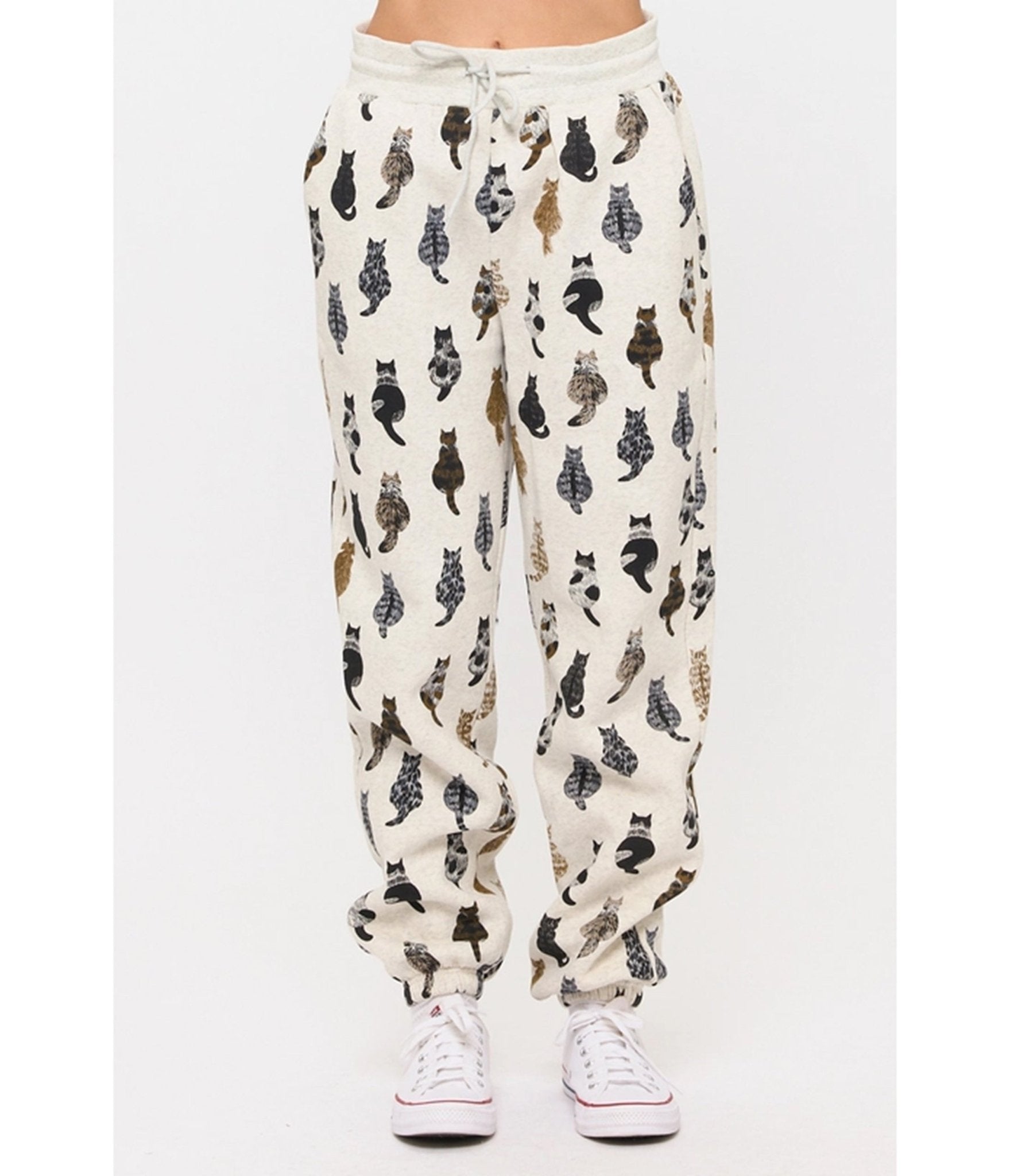 Heather Gray Cat Back Print Sweatpants – Unique Vintage