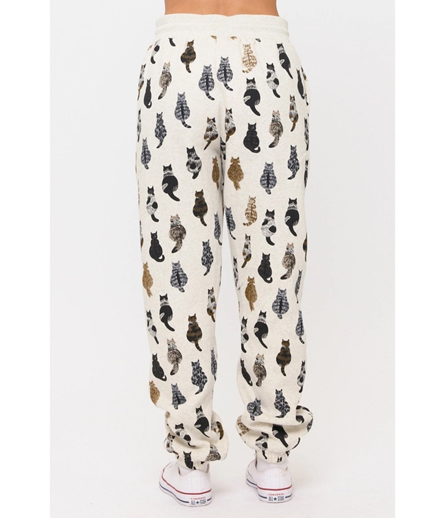 Heather Gray Cat Back Print Sweatpants - Unique Vintage - Womens, BOTTOMS, PANTS