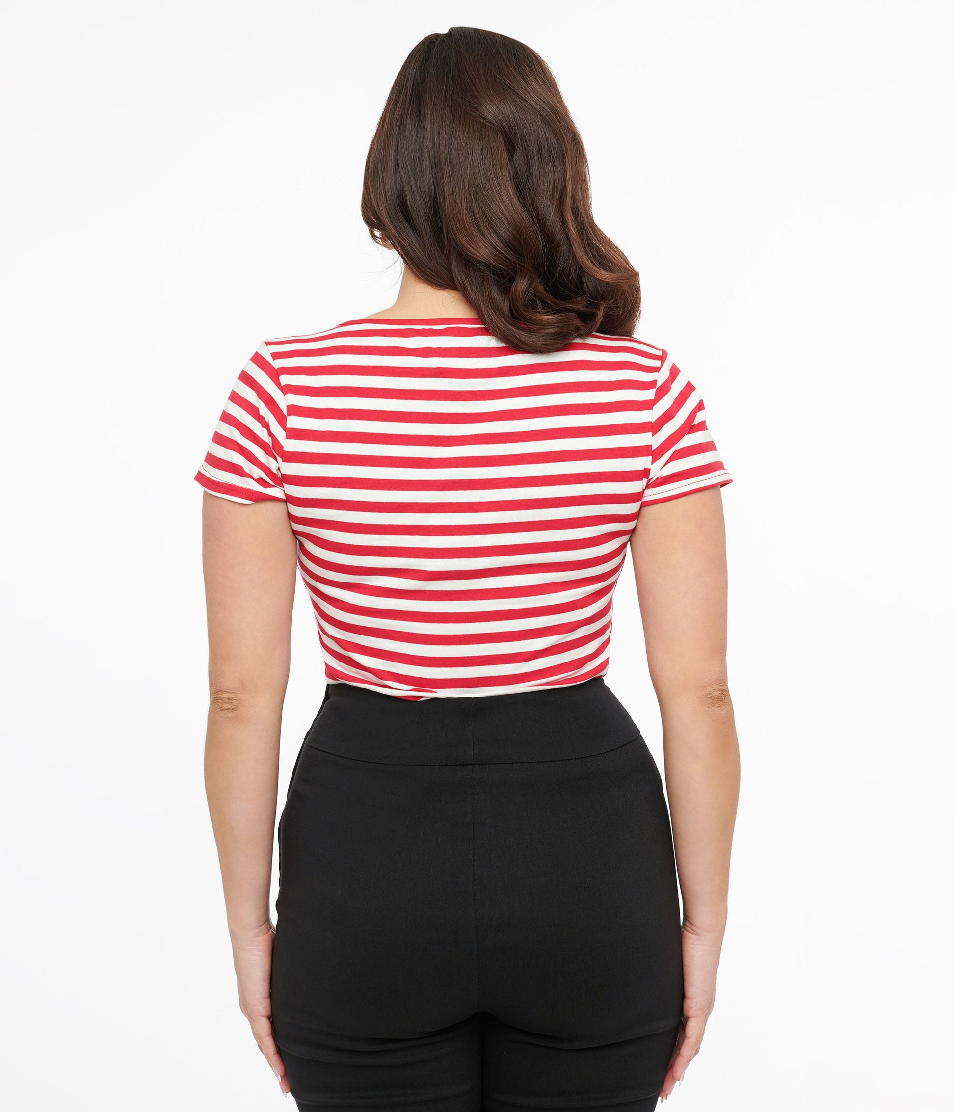 Hell Bunny 1940s Red & White Stripe Cotton Kit Top - Unique Vintage - Womens, TOPS, WOVEN TOPS