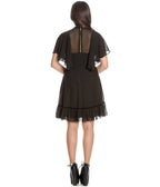 Hell Bunny 1940s Retro Black Mesh Sleeved Imperia Flare Dress - Unique Vintage - Womens, DRESSES, SWING