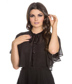 Hell Bunny 1940s Retro Black Mesh Sleeved Imperia Flare Dress - Unique Vintage - Womens, DRESSES, SWING