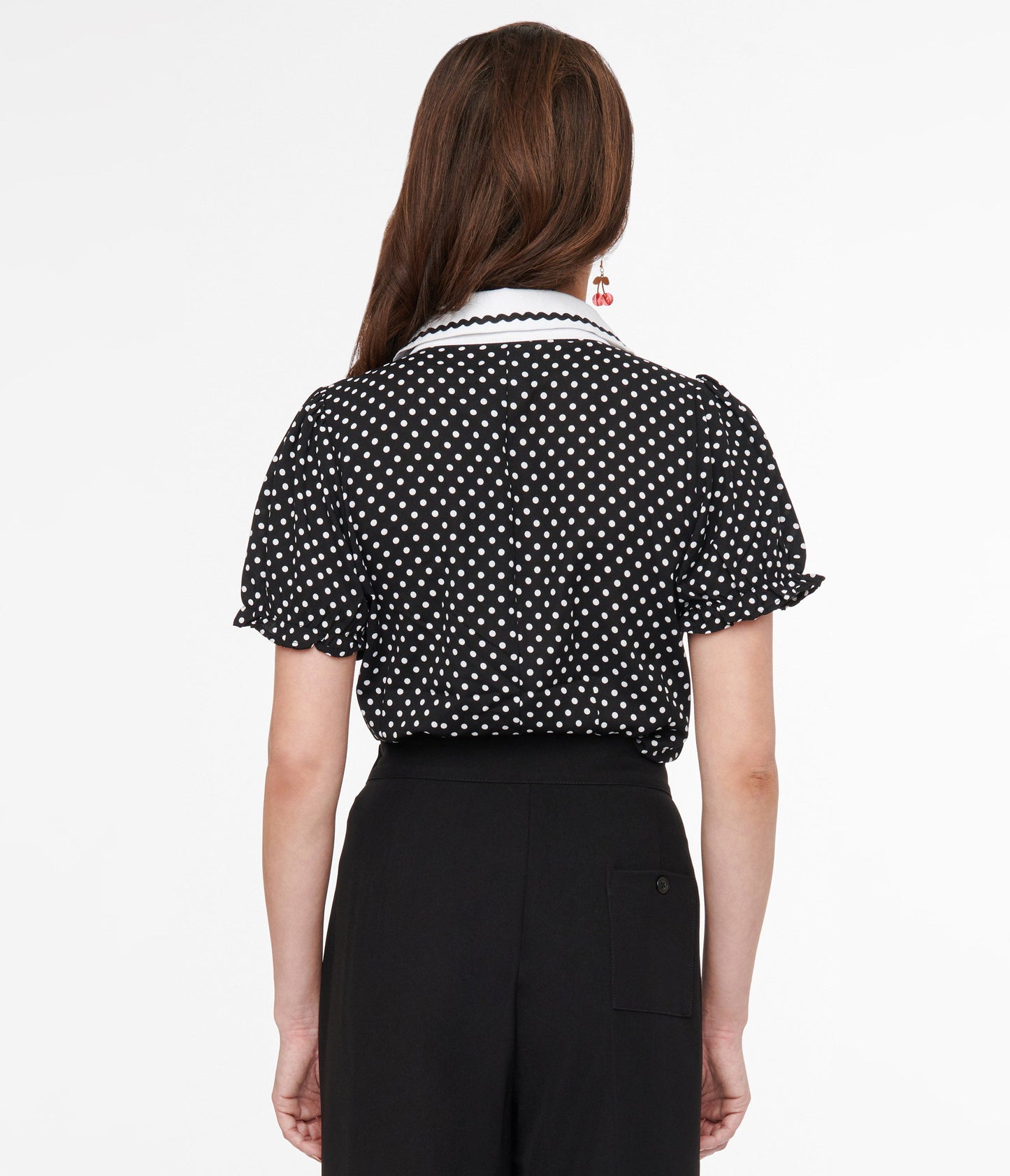 Hell Bunny 1950s Black & White Polka Dot Naomi Blouse - Unique Vintage - Womens, TOPS, WOVEN TOPS
