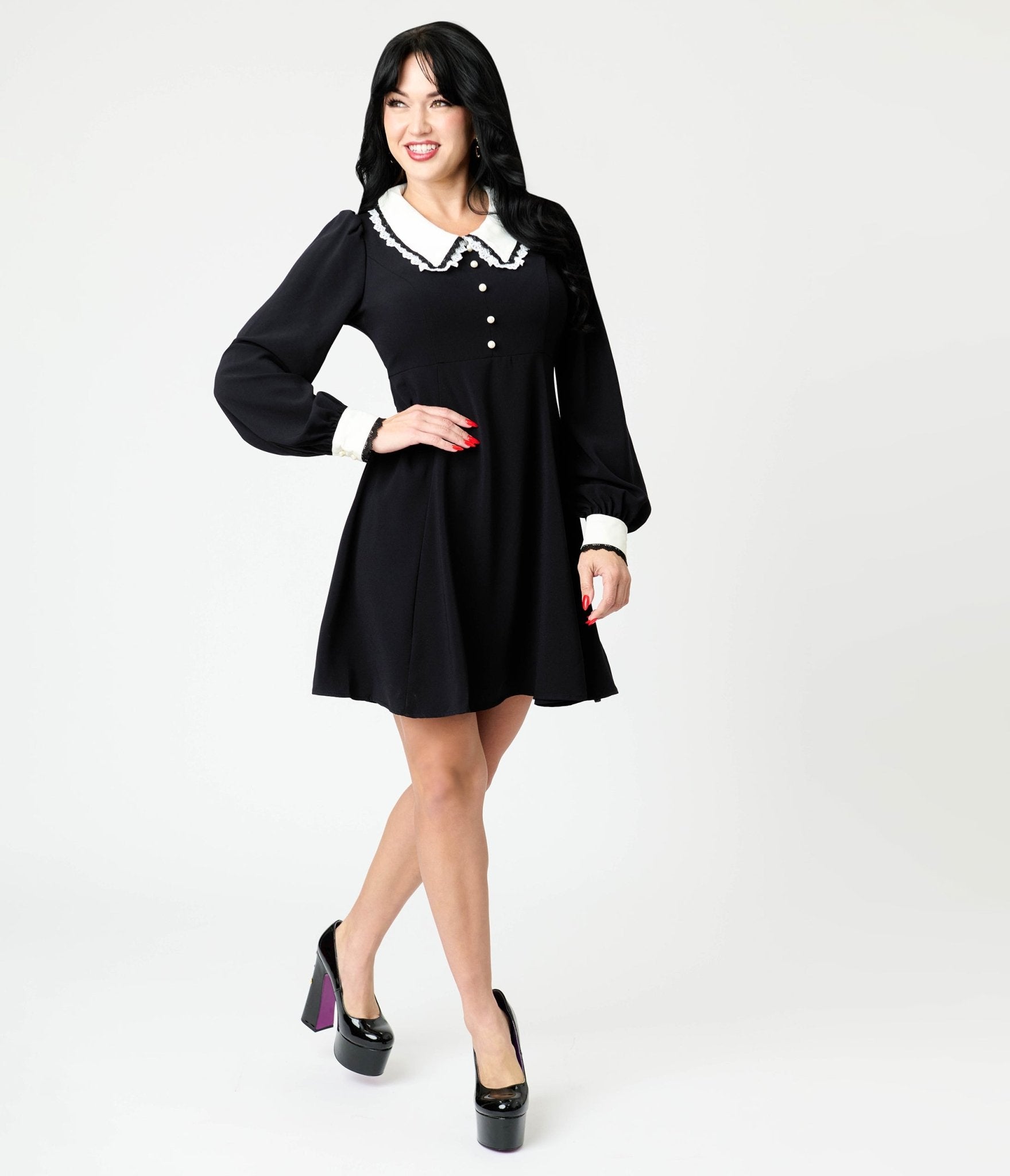 Hell Bunny Black Anastasia Mini Dress - Unique Vintage - Womens, DRESSES, FIT AND FLARE