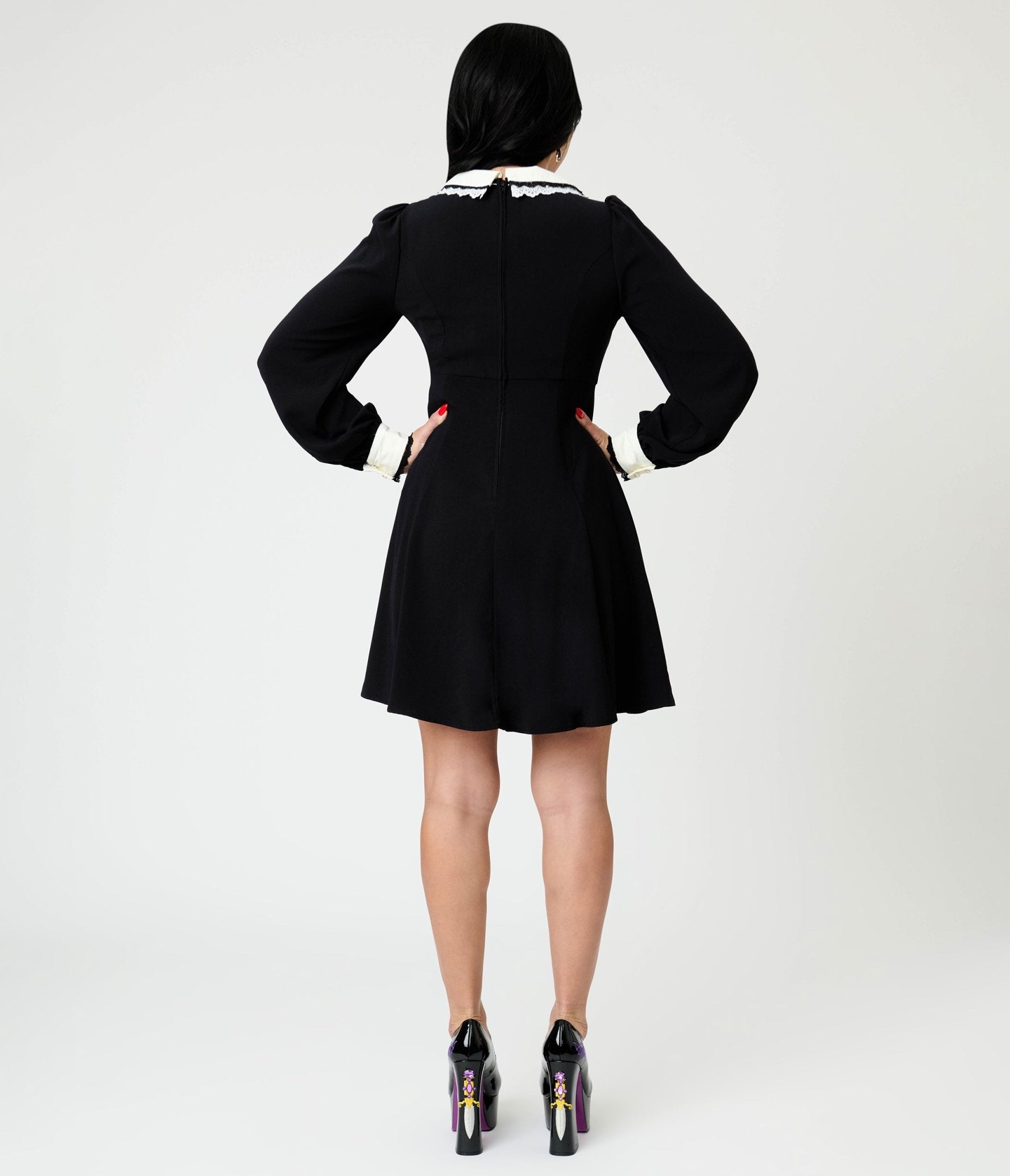 Hell Bunny Black Anastasia Mini Dress - Unique Vintage - Womens, DRESSES, FIT AND FLARE