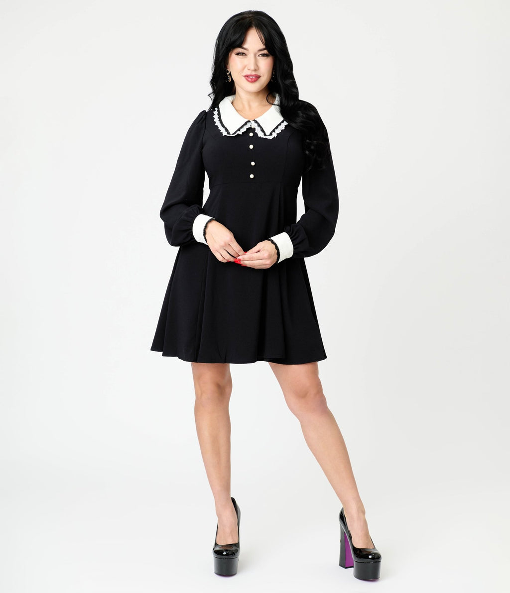 Hell Bunny Black Anastasia Mini Dress - Unique Vintage - Womens, DRESSES, FIT AND FLARE