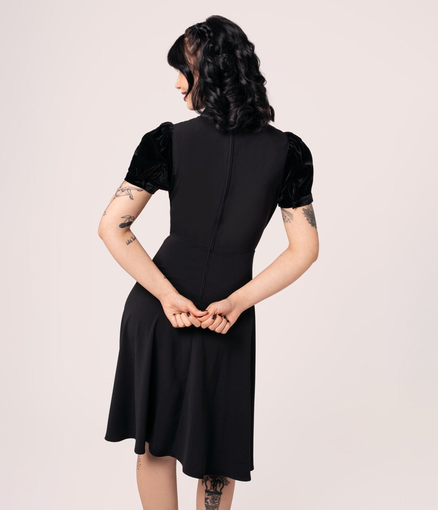 Hell Bunny Black Andrea Flare Dress - Unique Vintage - Womens, DRESSES, FIT AND FLARE