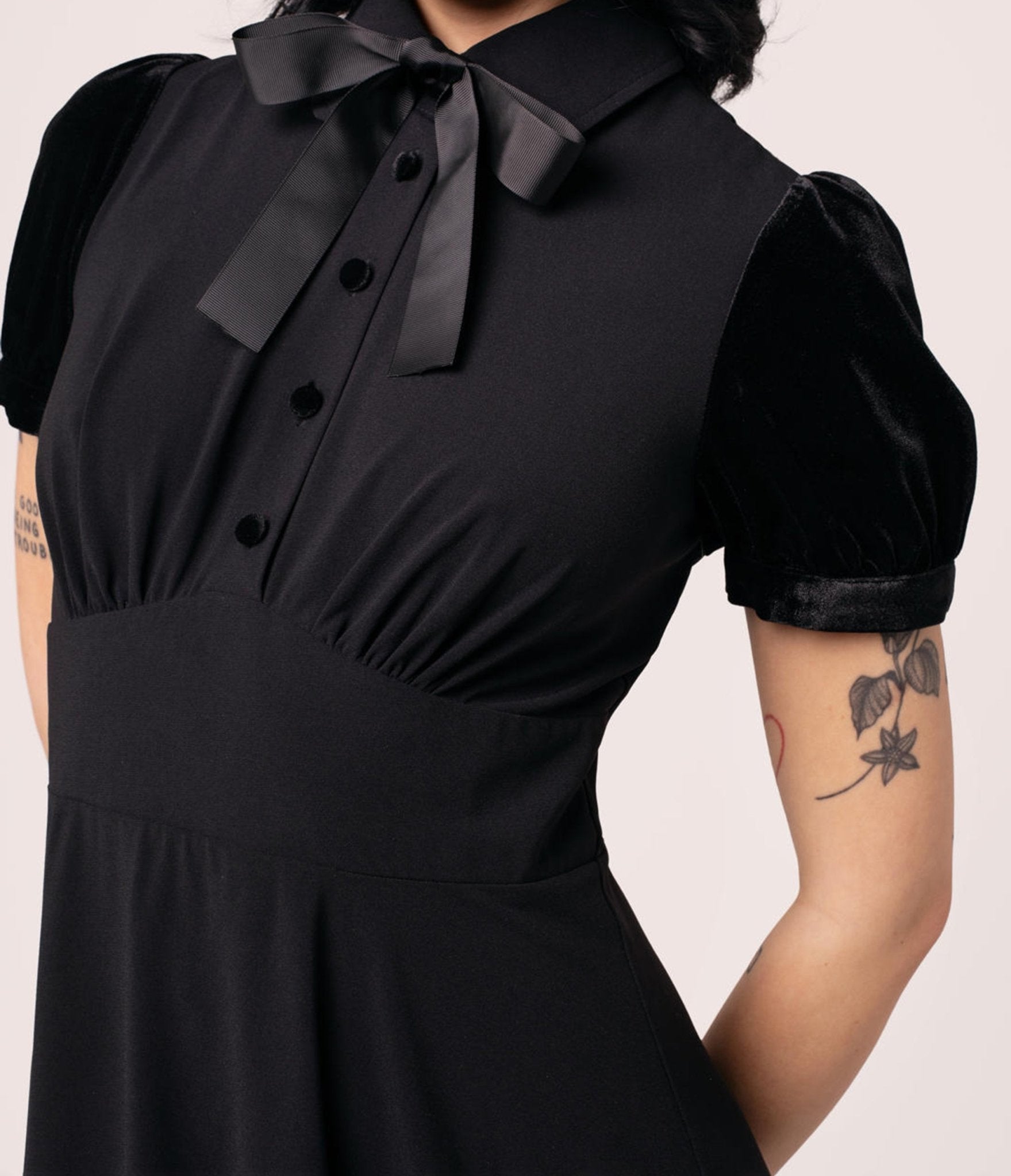 Hell Bunny Black Andrea Flare Dress - Unique Vintage - Womens, DRESSES, FIT AND FLARE
