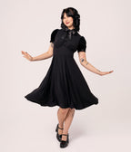 Hell Bunny Black Andrea Flare Dress - Unique Vintage - Womens, DRESSES, FIT AND FLARE
