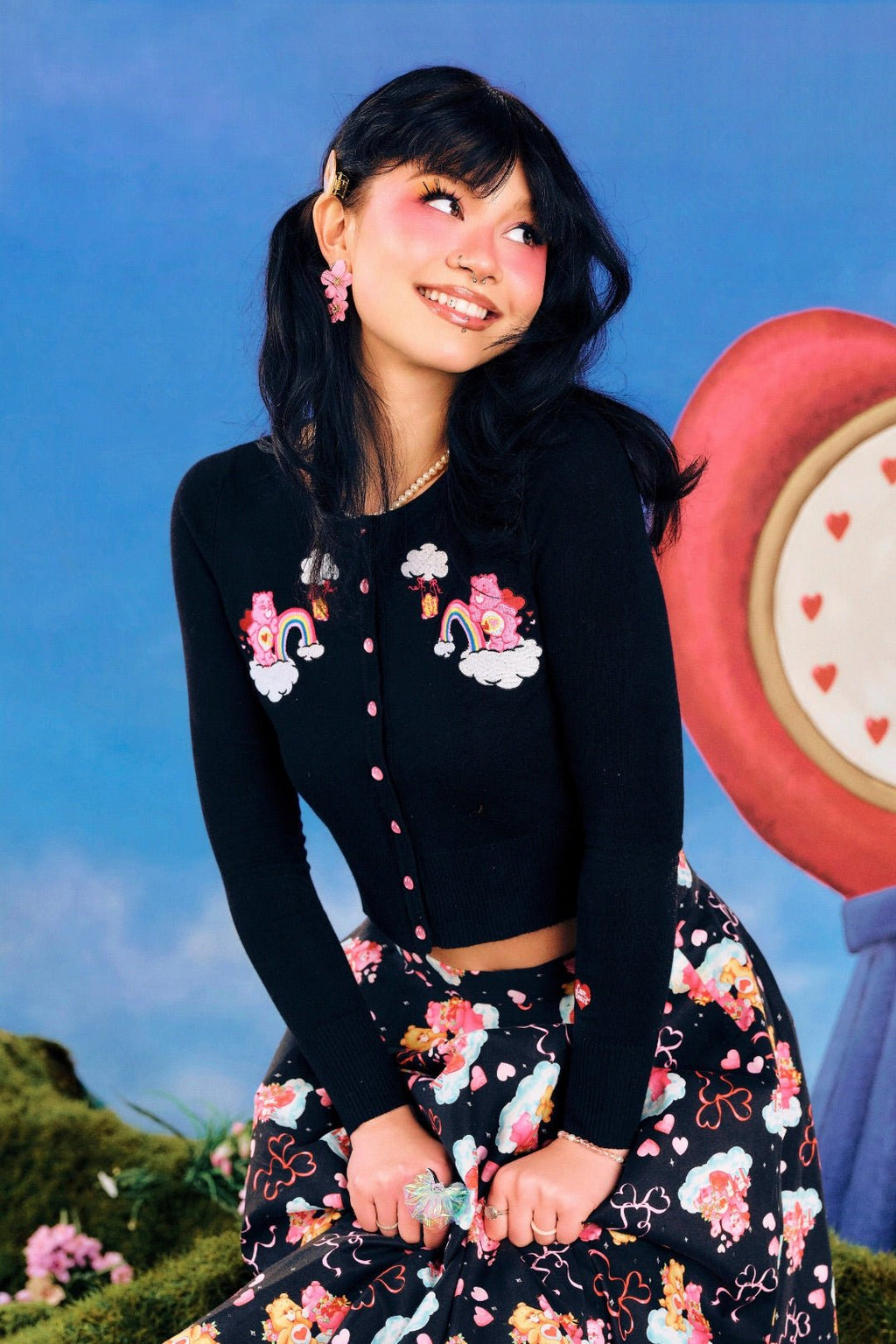 Hell Bunny Black Care Bears Cardigan - Unique Vintage - Womens, TOPS, SWEATERS
