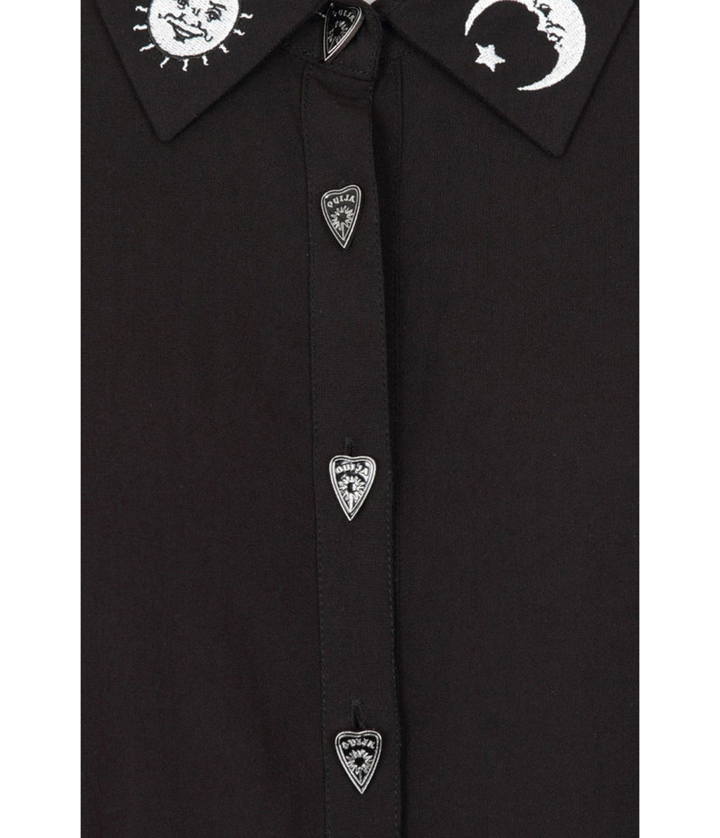 Hell Bunny Black Celestial Embroidered Samara Blouse - Unique Vintage - Womens, TOPS, WOVEN TOPS