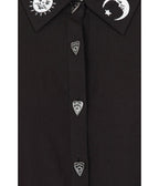 Hell Bunny Black Celestial Embroidered Samara Blouse - Unique Vintage - Womens, TOPS, WOVEN TOPS