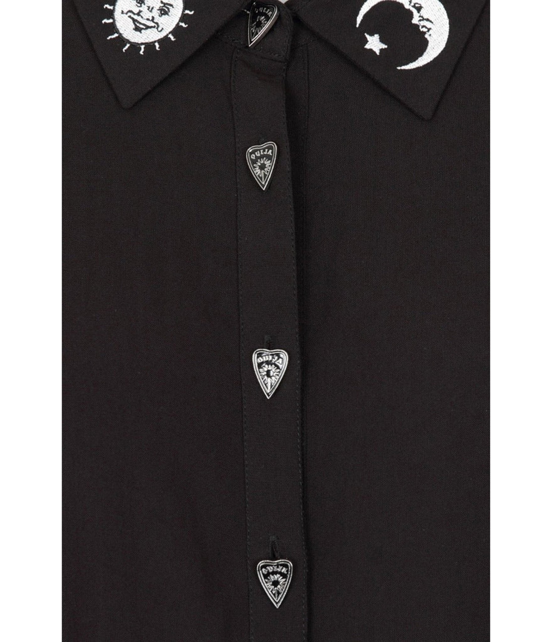Hell Bunny Black Celestial Embroidered Samara Blouse - Unique Vintage - Womens, TOPS, WOVEN TOPS