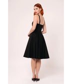 Hell Bunny Black Contrast Trim Swing Dress - Unique Vintage - Womens, DRESSES, MIDI