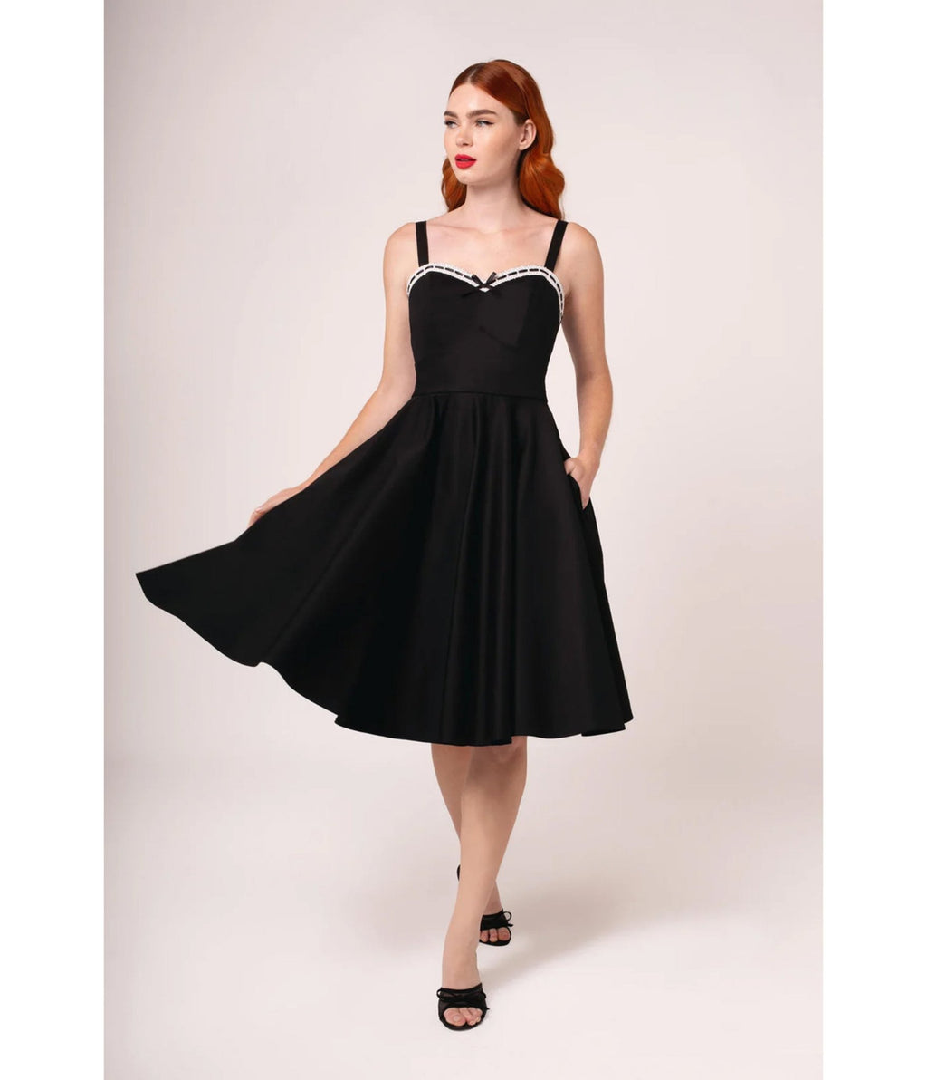 Hell Bunny Black Contrast Trim Swing Dress - XLarge
