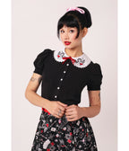 Hell Bunny Black Cupid Blouse - Unique Vintage - Womens, TOPS, SHIRTS