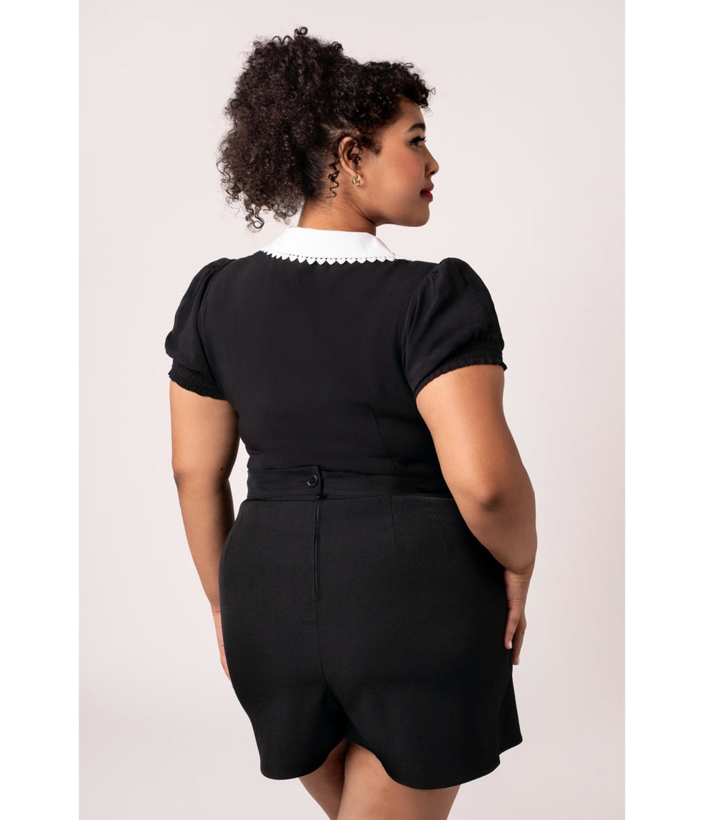 Hell Bunny Black Cupid Blouse - Unique Vintage - Womens, TOPS, SHIRTS