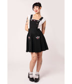 Hell Bunny Black Cupid Pinafore Skirt - Unique Vintage - Womens, BOTTOMS, ROMPERS AND JUMPSUITS