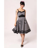 Hell Bunny Black Gingham Heart Pocket Swing Dress - Unique Vintage - Womens, DRESSES, SWING