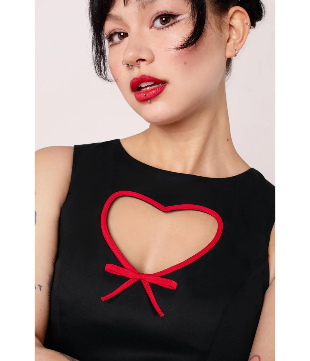 Hell Bunny Black Heart Cutout Lucie Mini Dress - Unique Vintage - Womens, DRESSES, A - LINE