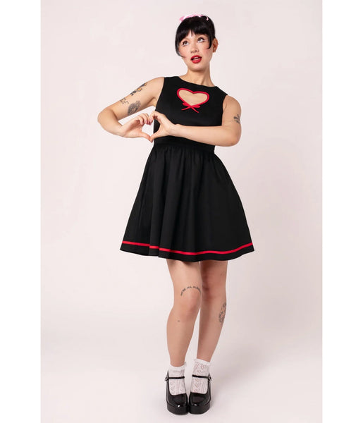 Hell Bunny Black Heart Cutout Lucie Mini Dress XLarge