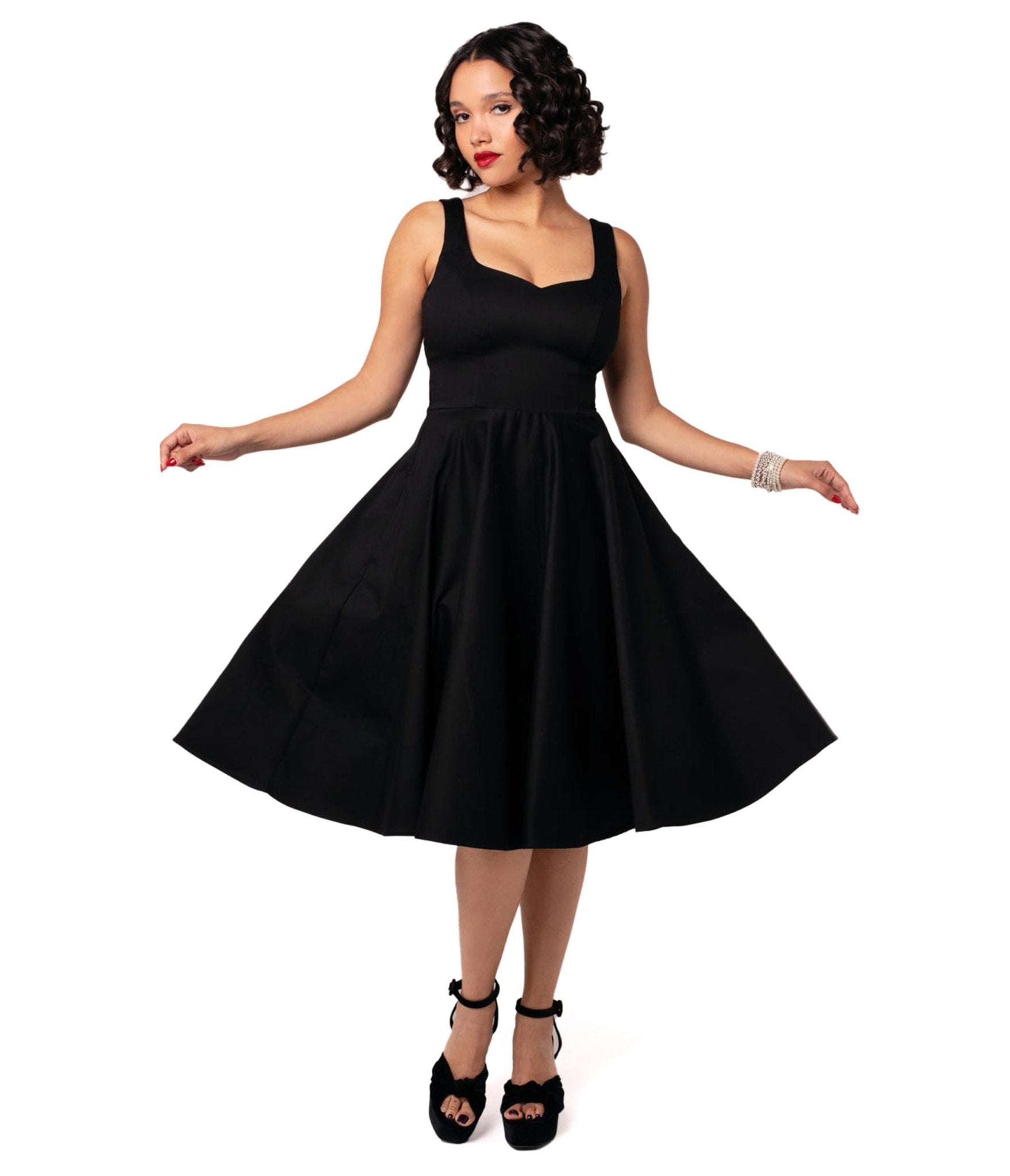 Hell Bunny Black Heidi Cotton Swing Dress - Unique Vintage - Womens, DRESSES, SWING