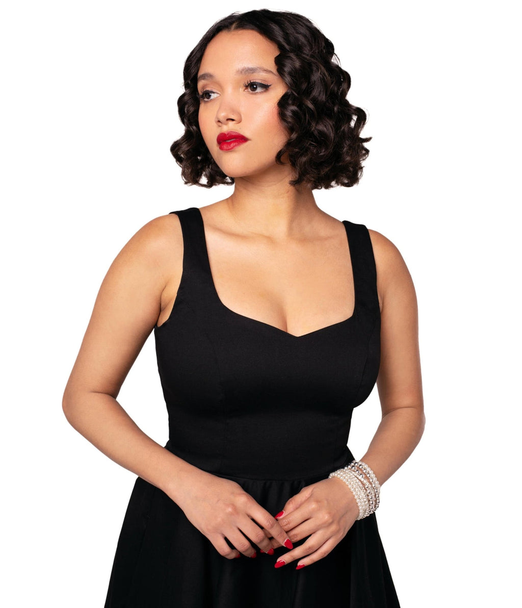 Hell Bunny Black Heidi Cotton Swing Dress - Unique Vintage - Womens, DRESSES, SWING