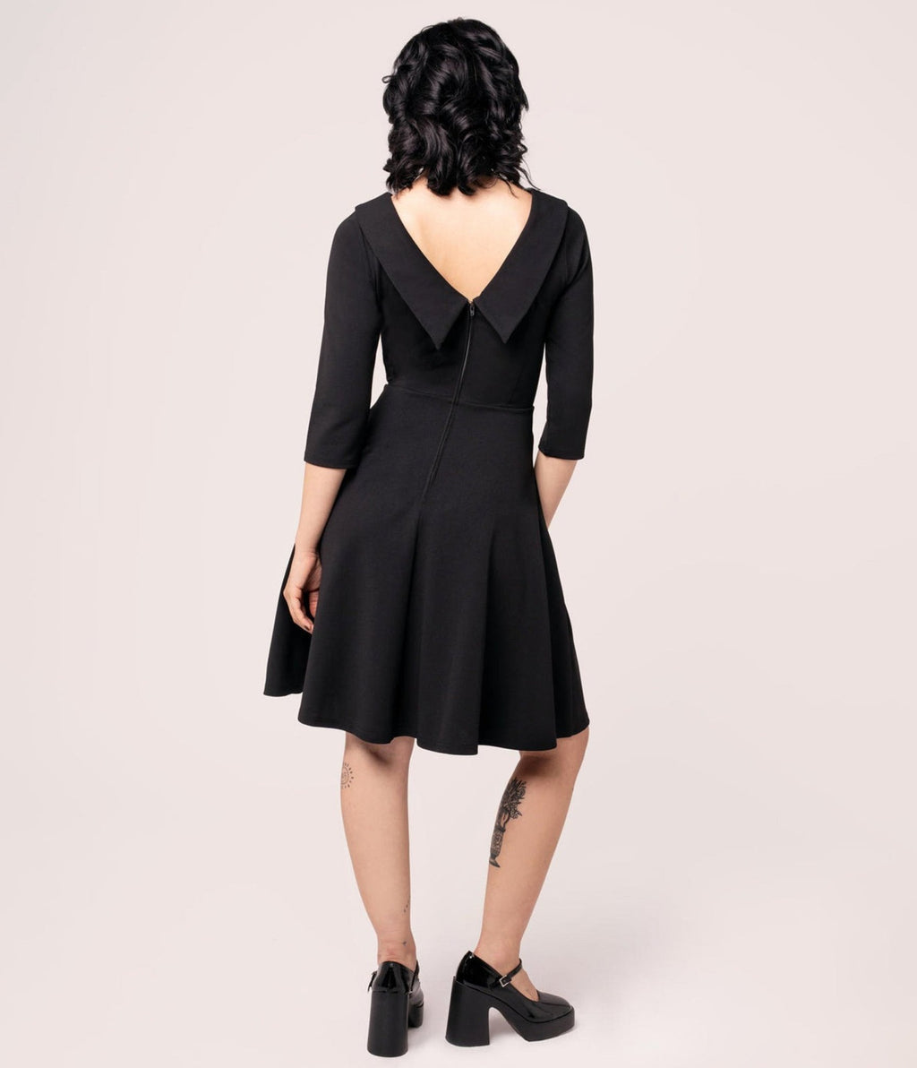 Hell Bunny Black Lois Dress - Unique Vintage - Womens, DRESSES, A - LINE