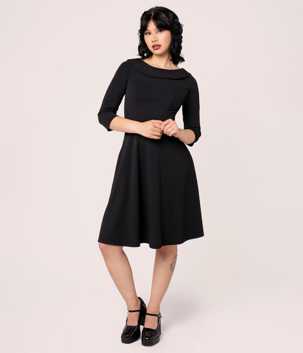 Hell Bunny Black Lois Dress - Unique Vintage - Womens, DRESSES, A - LINE