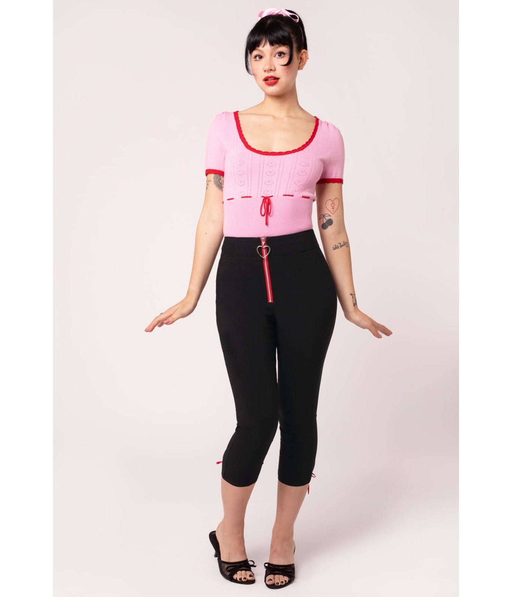 Hell Bunny Black Lucie Capris - Unique Vintage - Womens, BOTTOMS, PANTS