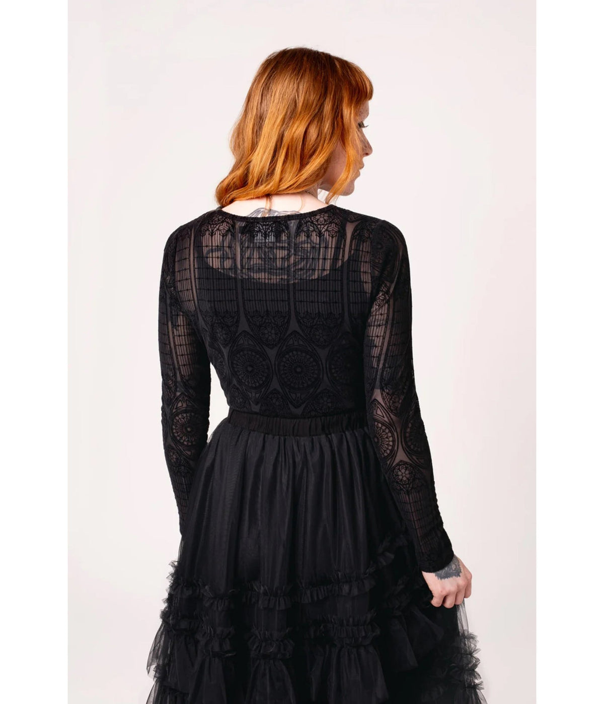 Hell Bunny Black Mesh Mea Culpa Top - Unique Vintage - Womens, TOPS, KNIT TOPS