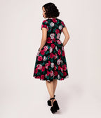 Hell Bunny Black & Painted Roses Swing Dress - Unique Vintage - Womens, DRESSES, SWING