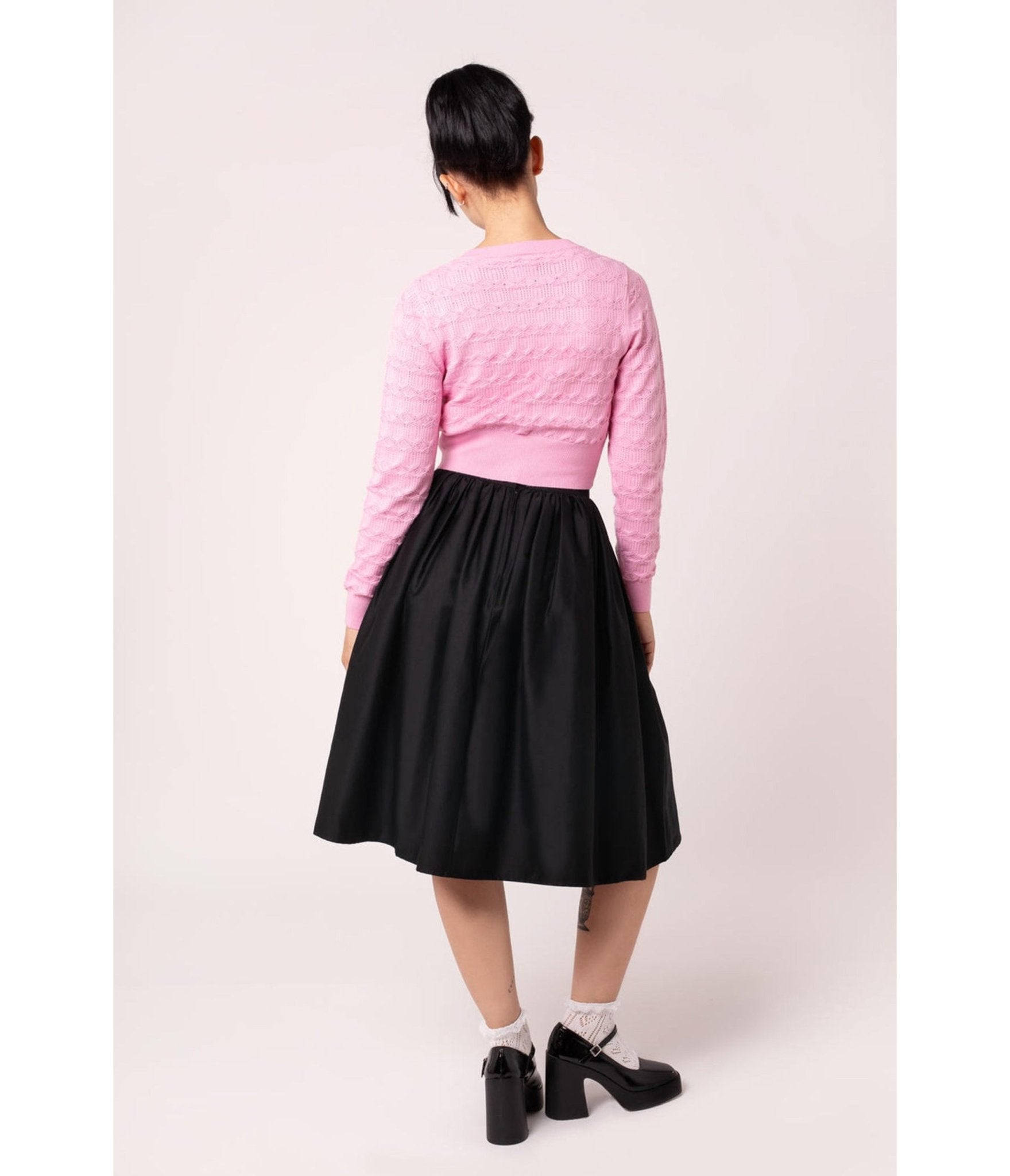 Hell Bunny Black & Red Bow Lucie Swing Skirt - Unique Vintage - Womens, BOTTOMS, SKIRTS