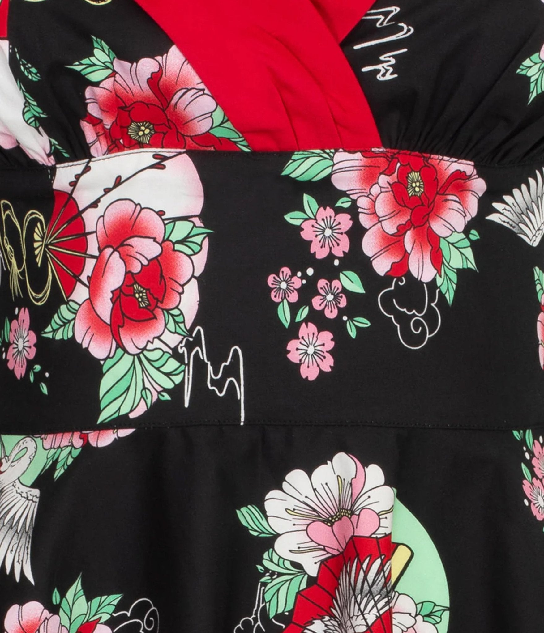Hell Bunny Black & Red Floral Sweetheart Swing Dress - Unique Vintage - Womens, DRESSES, SWING