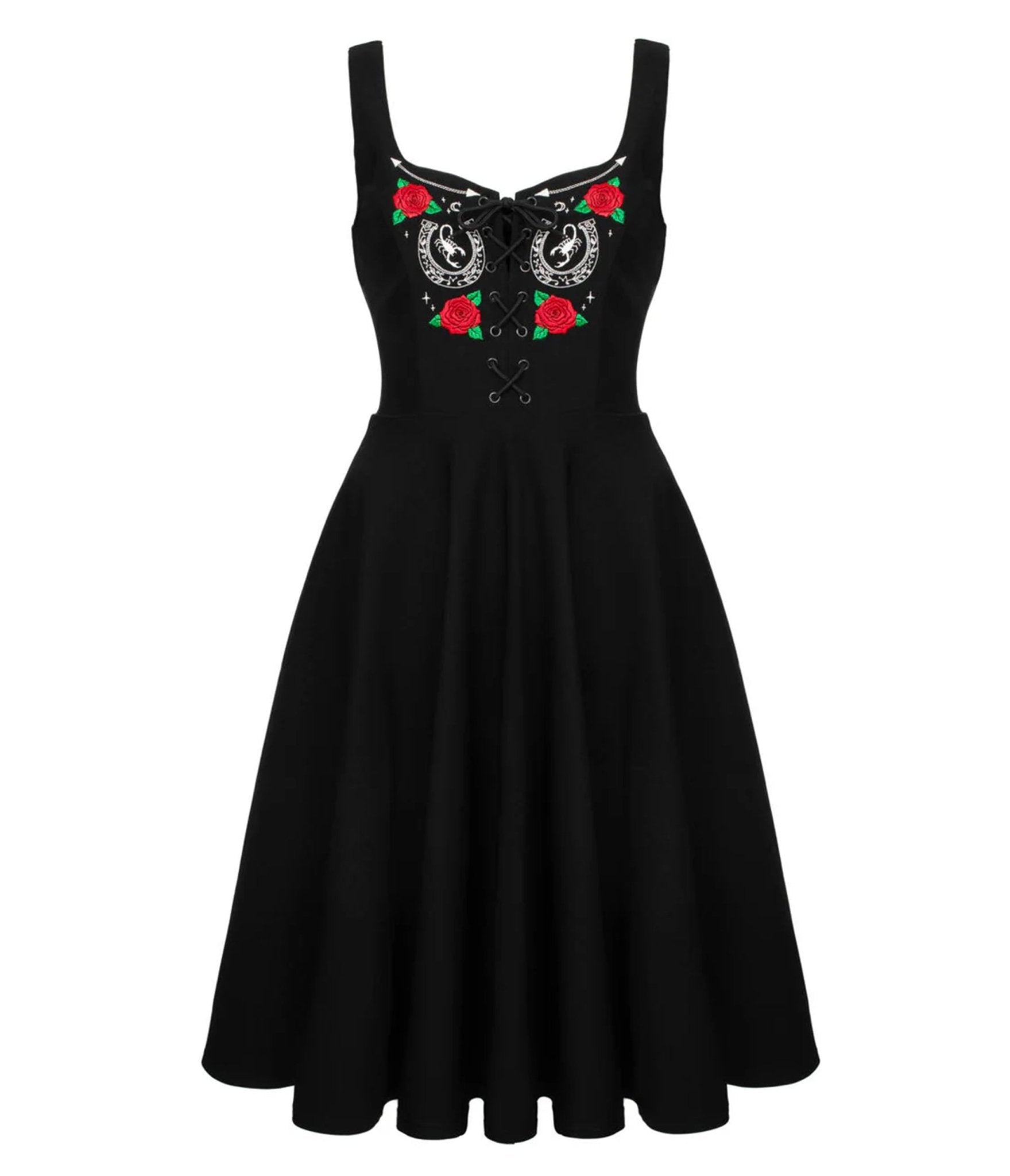 Hell Bunny Black Scorpion Western Swing Dress - Unique Vintage - Womens, DRESSES, SWING