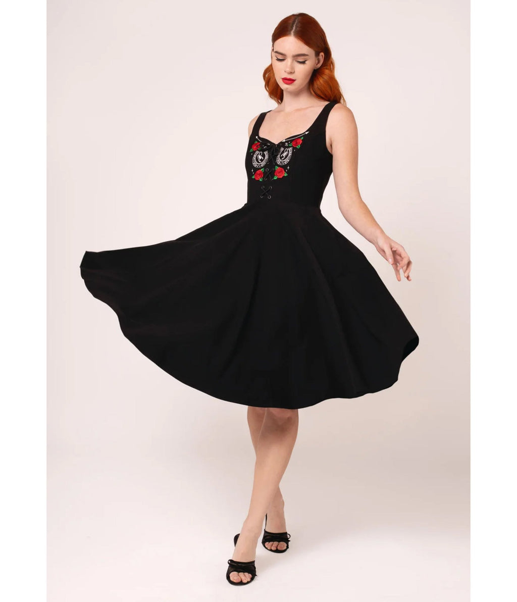 Hell Bunny Black Scorpion Western Swing Dress - Unique Vintage - Womens, DRESSES, SWING