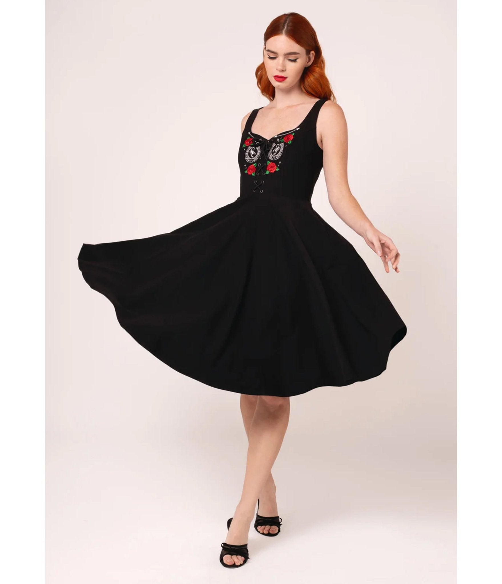Hell Bunny Black Scorpion Western Swing Dress - Unique Vintage - Womens, DRESSES, SWING